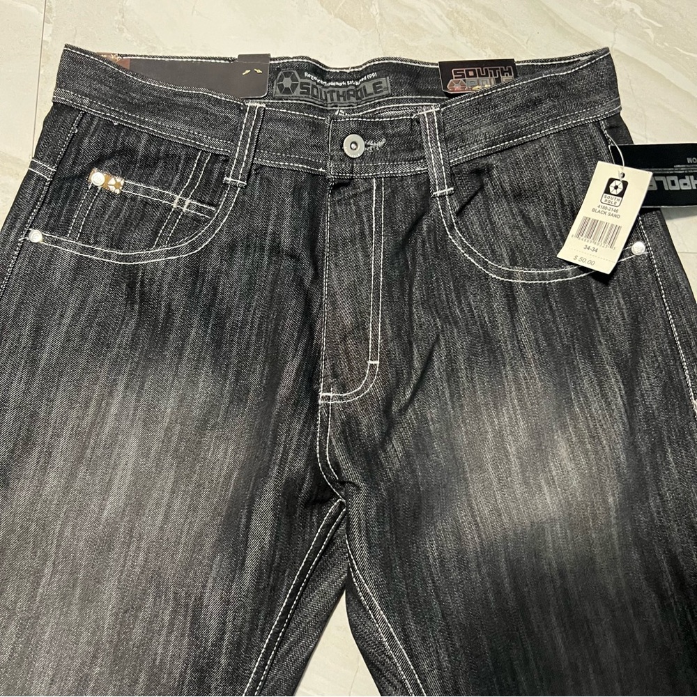 Vintage Y2K South Pole Jeans Pants 34x34 Black Sand Baggy Rare Deadstock NWT